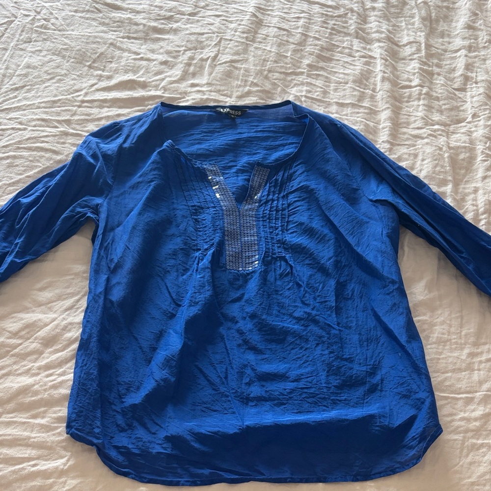 Express Blue Long Sleeve Blouse